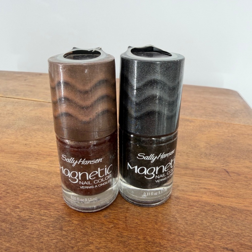 Sally‎ Hansen Magnetic Nail Color 0.31oz Gold Graphite New 2pc Set 901 908